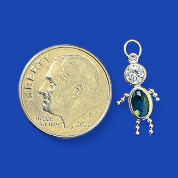 14k Yellow Girl Boy CZ Colored Stone birthday Month Charm Pendant - Picture 3 of 10